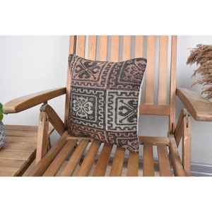 Luxury Brown Wool Kilim Pillow 14x14 Inch with Vintage <b>Fluffy</b> Pattern Woven Technique Print Christmas Accent Pillow for <b>Bedding</b> - Product Image 3