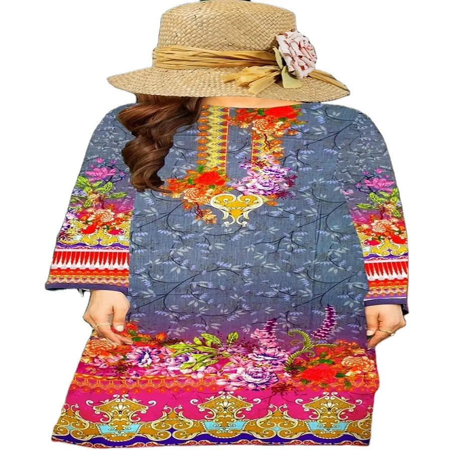 Пакистанские и индийские костюмы шальвар камиз из ткани для газона официальная одежда из ткани газон 1 шт. строченные рубашки для женщин