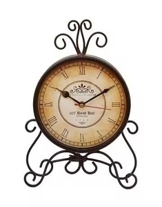 Reloj de mesa estilo antiguo reloj de escritorio recubierto de Color dorado para el hogar dormitorio náutico negro Base de madera reloj de mesa Decoración - Product Image 6