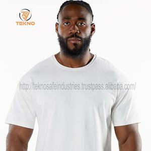 Luxury Men's 100% Cotton Oversize <b>T</b>-<b>Shirt</b> Custom Mock Neck Breathable Heavyweight with <b>Long</b> <b>Length</b> Customizable Logo Pattern - Product Image 5