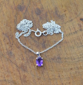 Colgante clásico de plata maciza 925, joyería para mujer, Plata de Ley 925, amatista, piedra preciosa, estilo bohemio, colgante hecho a mano, regalo para mamá - Product Image 3