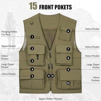 Respirant OEM Logo Personnalisé Gilet Slim Fit Polaire Veste Sans Manches Fermeture Éclair Chasse En Plein Air Polaire Gilet pour Hommes