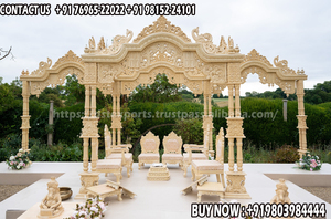 การตั้งค่า FRP คริสตัล Mandap งานแต่งงานที่น่าดึงดูดใจการตั้งค่าที่น่ารักของ Palazzo คริสตัลสำหรับงานแต่งงานที่ตัดด้วยเม็ดเพชรกลางแจ้ง - Product Image 2
