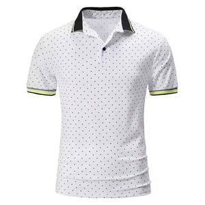 2024 High Street Style Men's for Polo Shirt OEM Logotipo personalizado Bordado Algodón transpirable Casual Patrón sólido Manga corta - Product Image 4