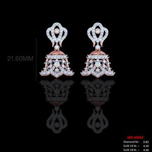 Pendientes Colgantes de Oro Rosa de 14 Quilates con Diamantes de Alta Calidad con Corte Brillante Redondo para Fiestas - Product Image 3