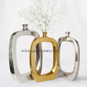 Ensemble de 2 vases à fleurs de table de tailles différentes, vase plaqué or à motifs de feuilles, vases à fleurs brillants en métal de couleur blanche pour Offre Spéciale - Product Image 3