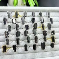 Bague ajustable en quartz tourmaline noire naturelle, haute qualité, protection Feng Shui, bijoux en pierres précieuses pour femmes et hommes