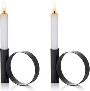 Wholesale Minimalist <b>Black</b> Taper CandlestickSet Industrial Style Metal <b>Candle</b> Stand for Hotel Restaurant Modern Loop <b>Pillar</b> Base - Product Image 1