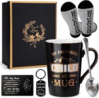 Ensemble de 6 tasses à café antidérapantes à impression numérique Doublewhale pour papa, fille, fils - Cadeaux personnalisés pour anniversaire, fête des pères