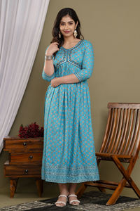 Robe longue de qualité supérieure séquence broderie travail côté Dori Handloom fabricant indien - Product Image 4