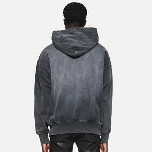 Sudadera con capucha lavada con ácido vintage personalizada hombro caído peso pesado francés Terry polar 100% algodón invierno estampado de gran tamaño con capucha No - Product Image 2