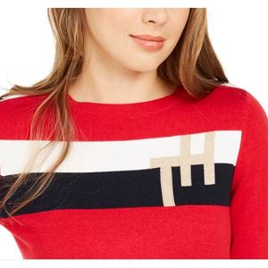 Cardigan da donna Tommy Hilfiger stile preppy a righe rosse color block, altamente traspirante, taglia XL - Product Image 2