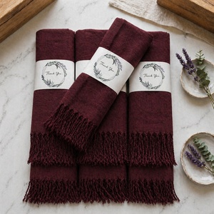 Maroon <b>Pashmina</b> Shawls <b>Wedding</b> Party Bridal Wraps Large Scarfs for Women Long Fashion Solid Shawl - Product Image 3