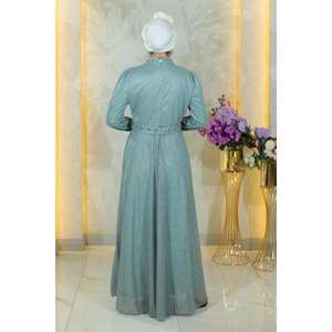 ชุดราตรีเดรสยาวประดับเลื่อมทรงเอ็มไพร์เอวสูงพร้อมชายกระโปรงยาว ไซส์ XS-XXL สำหรับงานปาร์ตี้ของผู้หญิง - Product Image 4