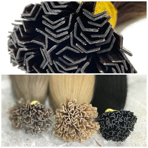 Extensiones de cabello humano Remy rubio ceniza Extensiones permanentes con punta en V de larga duración - Product Image 4