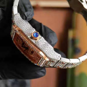 Montre mécanique de luxe de haute qualité, personnalisable, hip-hop, en acier inoxydable, cadran en verre, diamant moissanite blanc VVS, tourbillon, 45 mm - Product Image 3