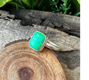Green Opal <b>Ring</b> Handmade in 925 Sterling Silver Wello Opal <b>Statement</b> <b>Ring</b> for Women Solid Silver Jewelry Elegant - Product Image 2