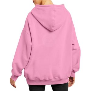 Sudadera con Capucha Rosa Claro, Hombros Caídos, para Mujer, Talla Grande, Felpa, Color Pastel, con Logotipo Personalizado - Product Image 2