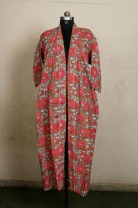 ชุดนอนกิโมโนแขน3/4ของผู้หญิงพิมพ์ลายดอกไม้ผ้าคอตตอนเนื้อนุ่มวินเทจสำหรับฤดูร้อน - Product Image 2