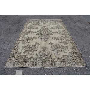 Vintage Turkish Rug 6.2x9.9 ft (189x302 cm), <b>Brown</b> Ikat <b>Wool</b> Rug - Product Image 1