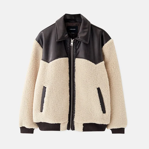 Men's Knit <b>Fleece</b> Super Soft <b>Warm</b> Outdoor Winter Coat Contrast Panel Zipper Casual Winter Jacket - Product Image 2