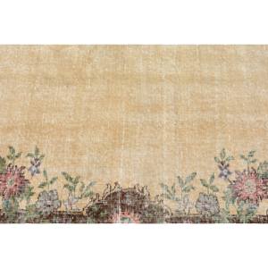 Alfombra de lana turca Vintage, área de 240x980 pies, diseño de retazos clásico Beige marrón, látex Rectangular hecho a mano para pasillo para dormitorio - Product Image 5