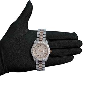 Montre Homme Or Rose 41MM avec Chiffres Romains, Montre-Bracelet Élégante et Scintillante pour Bijoux de Mode, Vente en Gros Direct Usine - Product Image 4