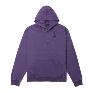 Custom Logo Embossed Winter <b>Men's</b> Distressed Pullover <b>Hoodie</b> Long Sleeves Plus Size 100% Cotton Blended Fleece Low MOQ - Product Image 1