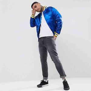 Chaqueta universitaria personalizada al por mayor para hombre, chaqueta de béisbol tipo bombardero con cuello levantado, chaqueta con tejido de lana en blanco, manga con logotipo impreso - Product Image 2