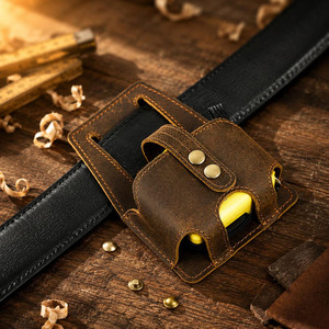 Porte-mètre à ruban en cuir véritable robuste, pochette de ceinture à outils pour charpentier, électricien, construction, avec passant de ceinture, fournisseur en gros - Product Image 4