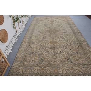 <b>Traditional</b> Beige Wool <b>Rug</b> 6.4 X 11 ft Vintage Turkish Patchwork Design for Entryway Rectangle Hallway for Home Living Latex - Product Image 4