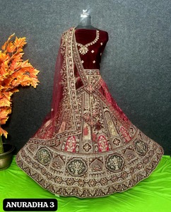 Diseñador nupcial Lehenga Set Multi Color Concept Jarakan Work 5 metros Flair doble Dupatta Butti Rajwadi traje de boda - Product Image 1