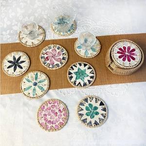 เครื่องใช้บนโต๊ะอาหารในครัวสไตล์โบฮีเมียนแผ่นรองจานทำมือแบบหวายหลากสีผสมกับถาดรองแก้วมุกของร้อนจากเวียดนาม - Product Image 5