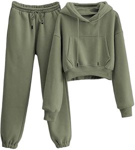 Tenues 2 pièces en polaire pour femmes survêtements pull à capuche sweat survêtement pantalon survêtement ensemble - Product Image 1