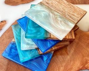 Hot Selling in International Market Epoxy Resins Wood Coasters Handmade Round Coaster Wood Art - Product Image 2