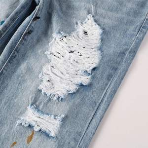 New Fashion Men <b>Jeans</b> Skinny High Street Vintage Washed <b>Jeans</b> Wholesale Custom Logo <b>Slim</b> Fit Distressed <b>Jeans</b> for Men OEM - Product Image 6