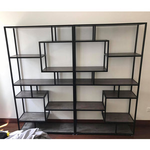 KTB68079 Rubberwood Display Shelving System with Iron Frame 200x30x180cm Standing Type for Living Room - Product Image 6