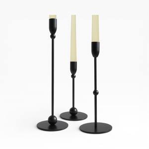 Trio de bougeoirs en métal noir moderne avec base ronde minimaliste pour décoration contemporaine unique - Product Image 1