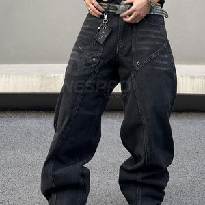Pantalones vaqueros oscuros de invierno rectos de Color sólido de la mejor calidad, venta al por mayor, hechos a medida para hombres, diseño único, 100% algodón, transpirable, informal - Product Image 2