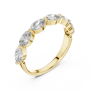 Bague demi-éternité en moissanite taille ovale, en alliage d'argent sterling et or blanc 14K, avec griffes partagées, pour mariage, vente en gros d'usine - Product Image 6