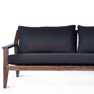 Modern Minimalist Rustic Brown Teak <b>Outdoor</b> <b>Sofa</b> with Sunproof Cushion for Home Living and Hotel Patio Use - Product Image 2