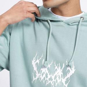Sweat à capuche surdimensionné en éponge française avec logo personnalisé pour hommes, sweat-shirt en coton mélangé, épaules tombantes, sweat-shirt à capuche pour hommes en hiver - Product Image 6