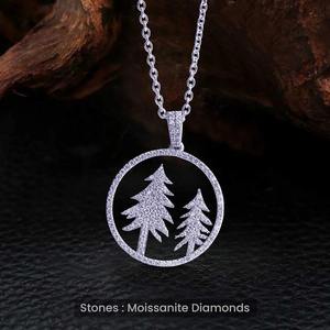 Collar con Colgante de Diamantes de Imitación VVS de Moda, Estilo Hip Hop, con Diseño de Árbol de Navidad en Plata 925 a Bajo Precio - Product Image 3