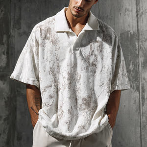 Camiseta de Hombre de Punto Sólido, Lavado a la Piedra, Lavado Ácido, Hombros Caídos, Estilo Holgado - Product Image 6