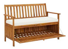 Cómodo banco de almacenamiento de madera para exteriores de 2 plazas con cojín para hoteles o exteriores para jardines - Product Image 2