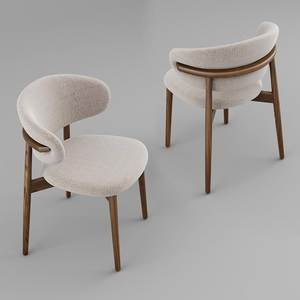 Chaise de salle à manger moderne en teck rembourrée avec dossier incurvé, chaise d'appoint minimaliste pour restaurant, pour espace repas - Product Image 1