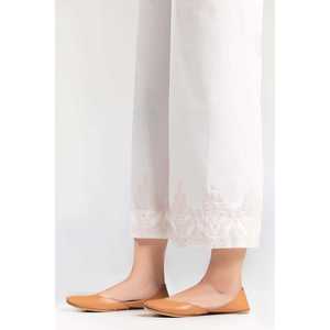 Pantalon respirant 100% soie, tissu crêpe blanc imprimé à l'écran avec broderie, modèle TR-22-123 - Product Image 1