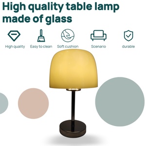 Kính nấm bảng đèn với Orange Glass Dome bóng râm và E27 LED bóng đèn, hoàn hảo cho trang trí nội thất. - Product Image 2