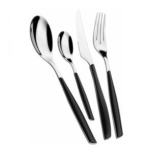 Juego de 4 cubiertos de acero inoxidable, acabado en tono de 2 colores, Ideal para utensilios de cocina, mesa, regalo, uso doméstico, cubiertos con mango negro - Product Image 6