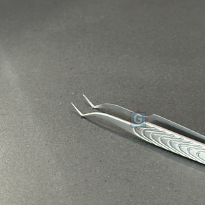 Pinces à cils professionnelles Gray Rocks, design personnalisé, pour extensions de cils, acier inoxydable, pointe dentelée tranchante, durables - Product Image 4
